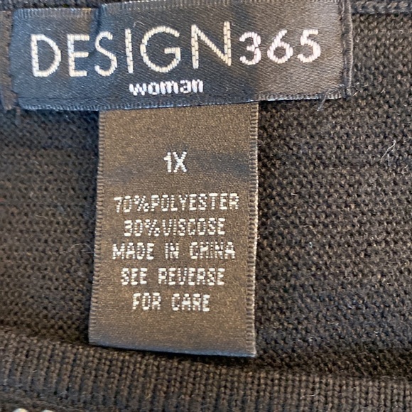 Design 365 1X black long open shoulder sleeve sweater - Picture 9 of 9